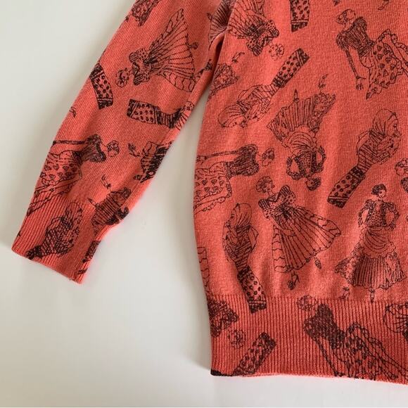 Twelve by Twelve Coral Pink and Black Fashionista Women Print Cardigan Medium - Picture 10 of 12